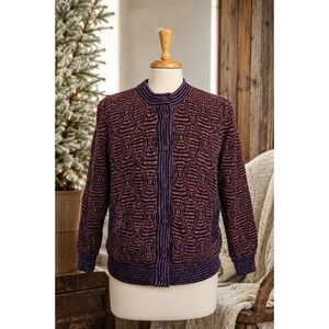 Vintage‎ 70s 80s Quilted Lined Knit Jacket W.K. New Hong Kong Co Warm Retro M/L